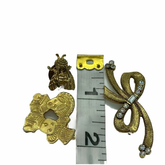 Vintage Gold Tone C-Clasp Assorted Pin Set Of 3 - Picture 8 of 8